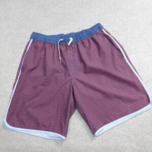 Fair Harbor Shorts Medium Red Blue Swim Geometric Retro Drawstring